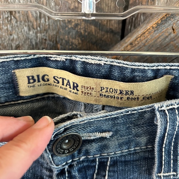 Men's Big Star Pioneer Regular Boot Cut Stone Wash Jeans - Picture 3 of 4